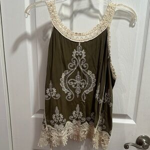 Ultra Pink Olive Rayon Top with White Embroidery